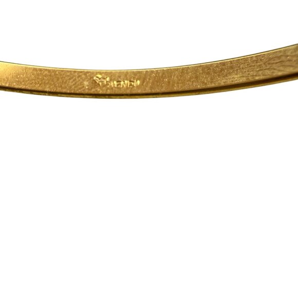 Vintage Crown Trifari White Enamel Gold-Tone Bangle Bracelet Signed Elegant Desi - Picture 5 of 6